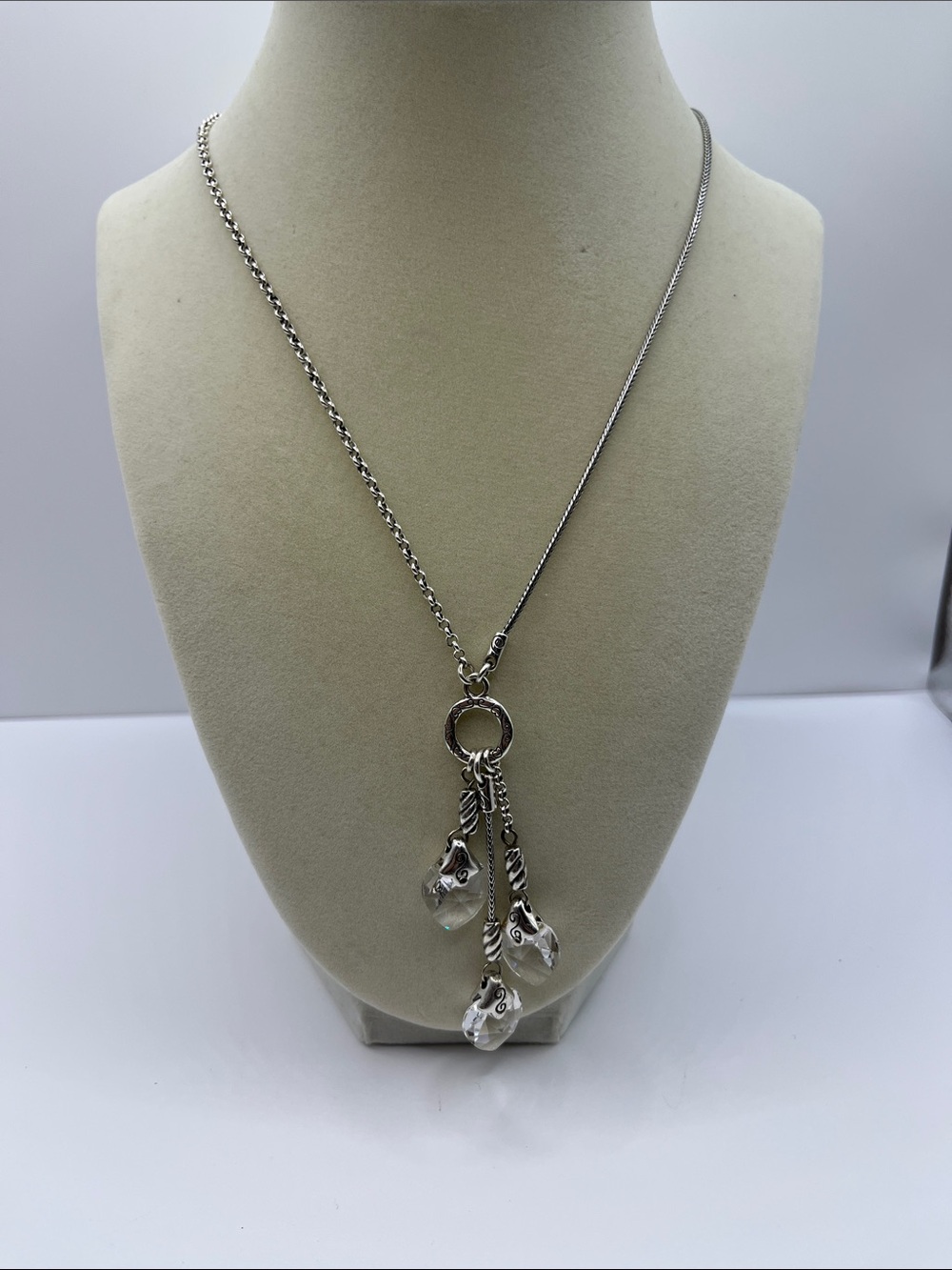 Brighton Kristall Heart Necklace Swarovski Crystals Double Chain Toggle Closure - Picture 10 of 12